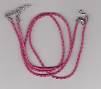 3mm Dark Pink Braided Leather Necklace Cord
