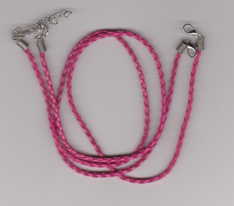 3mm Dark Pink Braided Leather Necklace Cord