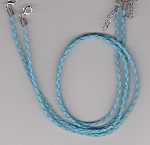3mm Sky Blue Braided Leather Necklace Cord