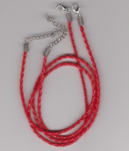 3mm Red Braided Leather Necklace Cord