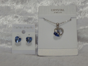 Austrian Crystal Necklace & Earrings - Light Blue