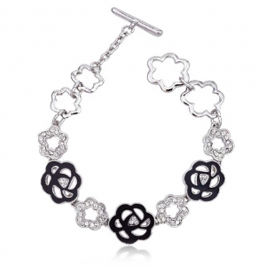 Crystal Ice Bracelet with Swarovski Elements Black Flower 20030