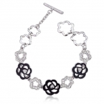 Crystal Ice Bracelet with Swarovski Elements Black Flower 20030 **CLEARANCE COST PRICE ONLY**