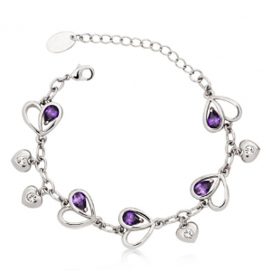Crystal Ice Bracelet with Swarovski Elements Hearts Purple 20021 **CLEARANCE COST PRICE ONLY**