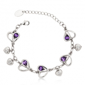 Crystal Ice Bracelet with Swarovski Elements Hearts Purple 20021