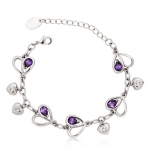 Crystal Ice Bracelet with Swarovski Elements Hearts Purple 20021