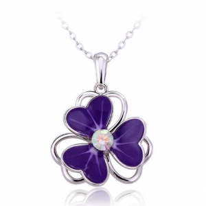 Crystal Ice Necklace with Swarovski Elements Clover Purple 10032