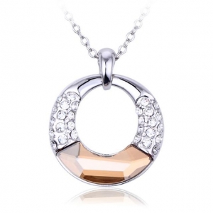 Crystal Ice Necklace with Swarovski Elements Circle Champagne 10061