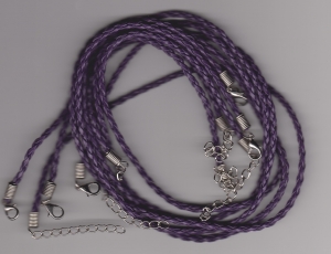 3mm Dark Purple Braided Leather Necklace Cord