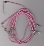 3mm Light Pink Braided Leather Necklace Cord