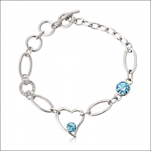 Crystal Ice Bracelet with Swarovski Elements Heart Chain Blue 20008