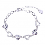 Crystal Ice Bracelet with Swarovski Elements Heart Chain Clear 20016