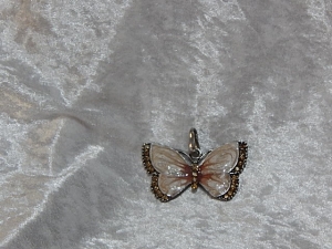 Antique Silver Enamel Butterfly Pendant