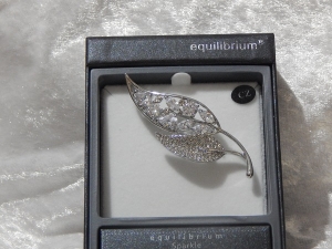 Equilibrium Diamond Brooch - Silver Leaves with CZ