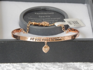 Pure Elegance Charm Bangle Rose Gold Plate - Love