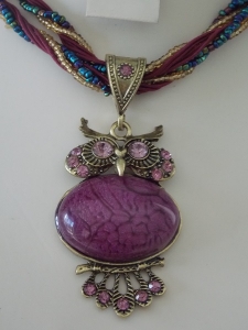 Owl Necklace - Purple