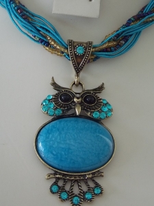 Owl Necklace - Blue