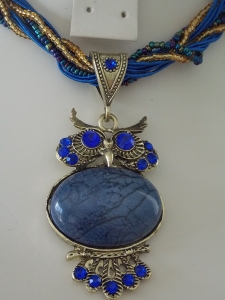 Owl Necklace - Dark Blue