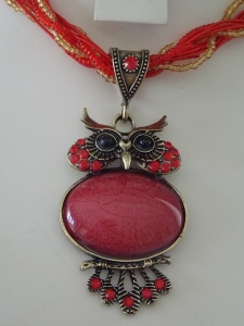 Owl Necklace - Red