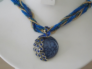 Peacock Necklace - Dark Blue