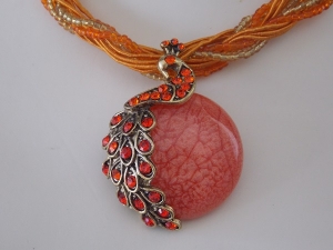 Peacock Necklace - Orange