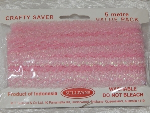 Flower Edge Eyelet Lace Pack of 5m Opal Pink