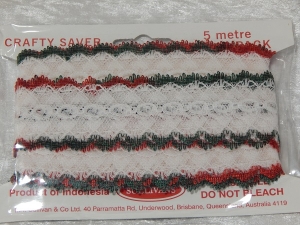 Feather Edge Eyelet Lace Pack of 5m Xmas Multi