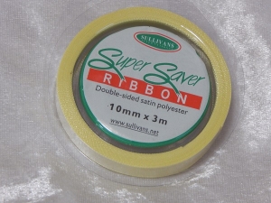 10mm x 3m Double Sided Satin Ribbon Baby Lemon