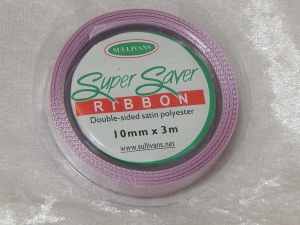 10mm x 3m Double Sided Satin Ribbon Lilac