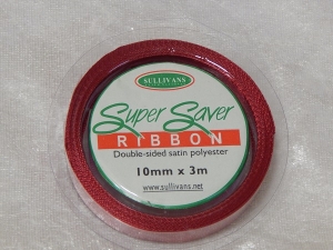 10mm x 3m Double Sided Satin Ribbon Wine