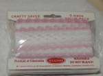 Feather Edge Eyelet Lace Pack of 5m White/Pink
