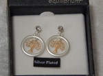 Equilibrium Earrings Silver & Rose Gold Plated Matt Tree Of Life