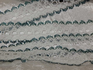 Feather Edge Eyelet Lace Per Meter 38mm White/Green