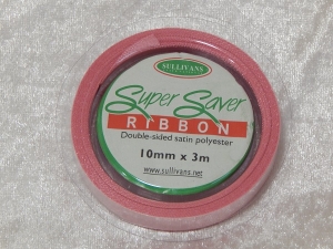 10mm x 3m Double Sided Satin Ribbon Lolly Musk