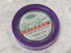 10mm x 3m Double Sided Satin Ribbon Purple